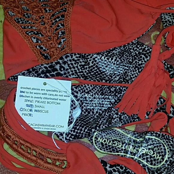 New acacia set hibiscus panama pikake bikini red S - Picture 4 of 4